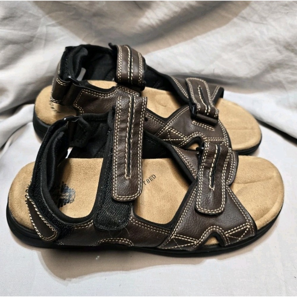 DOCKERS Newpage Sport Outdoor Sandals Brown Hook & Loop Memory Foam Men's 8M